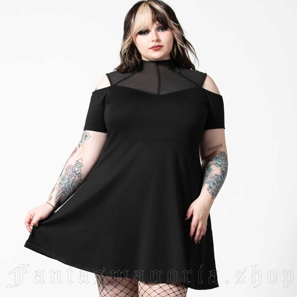 Killstar Astra Skater Dress Women’s Black Mesh Goth‎ Whimsigoth Boho Size 4X